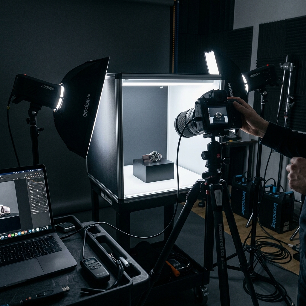 Góc chụp ảnh sản phẩm với ánh sáng studio tối ưu